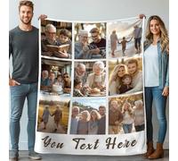 Stepdiy Couverture Personnalisée, Plaid Personnalisé avec 9 Photos et Texte, Cadeau Naissance Personnalisé Enfant Garçon Fille Animaux de Compagnie (100 cm x 130 cm)