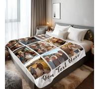 Stepdiy Couverture Personnalisée, Plaid Personnalisé avec 9 Photos et Texte pour Adulte, Cadeau Personnalisable Papa Maman Homme Femme (150 cm x 200 cm)