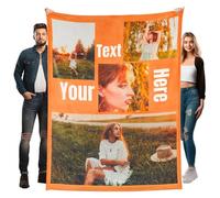 Stepdiy Plaid Personnalisé avec Photo et Texte - Couverture Personnalisée avec Photo - Plaid Personnalisable pour Papa, Maman - Cadeau Personnalisé Femme, Homme, Couple, Famille - 4 Photos