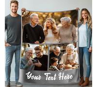 Stepdiy Plaid Personnalisé Photo 100x130cm, Couverture Personnalisée avec 3 Photos et Texte, Cadeau Naissance Personnalisé Enfant Garçon Fille Animaux de Compagnie