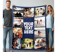 Stepdiy Plaid Personnalisé Photo 130x150cm, Couverture Personnalisée avec 10 Photos et Texte pour Adulte, Cadeau Personnalisée Papa Maman Homme Femme