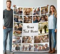 Stepdiy Plaid Personnalisé Photo 130x150cm, Couverture Personnalisée avec 15 Photos et Texte pour Adulte, Cadeau Personnalisée Papa Maman Homme Femme