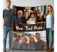 Stepdiy Plaid Personnalisé Photo 130x150cm, Couverture Personnalisée avec 2 Photos et Texte pour Adulte, Cadeau Personnalisée Papa Maman Homme Femme