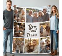 Stepdiy Plaid Personnalisé Photo 130x150cm, Couverture Personnalisée avec 7 Photos et Texte pour Adulte, Cadeau Personnalisée Papa Maman Homme Femme