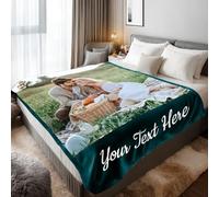 Stepdiy Plaid Personnalisé Photo 150x200cm, Couverture Personnalisée avec 1 Photo et Texte pour Adulte, Cadeau Personnalisée Papa Maman Homme Femme