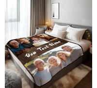 Stepdiy Plaid Personnalisé Photo 150x200cm, Couverture Personnalisée avec 2 Photos et Texte pour Adulte, Cadeau Personnalisable Papa Maman Homme Femme