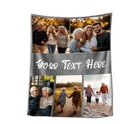Stepdiy Plaid Personnalisé Photo 150x200cm, Couverture Personnalisée avec 5 Photos et Texte pour Adulte, Cadeau Personnalisable Papa Maman Homme Femme