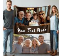 Stepdiy Plaid Personnalisé Photo 75x100cm, Couverture Personnalisée avec 2 Photos et Texte, Cadeau Naissance Personnalisé Enfant Garçon Fille Animaux de Compagnie