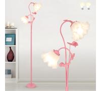 Stepeak Lampadaire Rose Salon, Lampadaire Abat-jour Fleur à 2 Flammes avec Ampoule LED, Lampe Fleur de Muguet, Floor Lamp, Lampadaire Moderne pour Chambre à Coucher, Chambre d'Enfant, Bureau