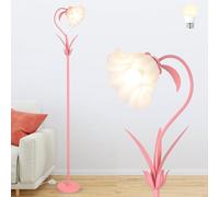 Stepeak Lampadaire Rose Salon, Lampadaire Abat-jour Fleur avec Ampoule LED, Lampe Fleur de Muguet, Lampadaire Fleur, Lampe de Lecture Moderne Lampadaire pour Chambre à Coucher Chambre d'Enfant Bureau