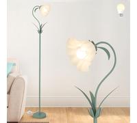 Stepeak Vert Lampadaire Salon, Abat-jour Fleur Lampadaire avec Ampoule LED, Muguet Lampe Fleur, Lampadaire Fleur, Lampe de Lecture Moderne Lampadaire pour Chambre, Chambre Enfants, Bureau