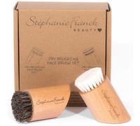 Stéphanie Franck Beauty - Duo Brosses Visage à Sec Poils Naturels - Ultra Douce 3/10 & Ultra Ferme 10/10 - Massage Facial, Peeling Naturel, Drainage Lymphatique, Exfoliation Peau Sensible & Intense