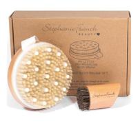 Stephanie Franck Beauty - Duo Dry Brushing Body & Face Brushes - Massage à sec du Corps (moyen) et du Visage (ferme) - Brosse à sec en Poils Naturels - Peau Lisse & Tonique