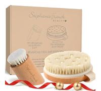 Stephanie Franck Beauty Lot de brosses sèches - Brosse pour le corps et le visage en poils naturels pour le brossage à sec, exfoliant, cellulite et drainage lymphatique - Cadeau Nöel de bien-être