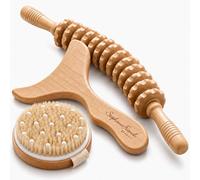 Stephanie Franck Beauty Set de Massage Corps en Bois, Brosse de Massage à Sec, Rouleau Sculptant, Gua Sha, 3 Accessoires de Bien-être