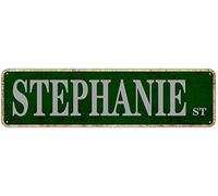 Stephanie Panneau de rue pour décoration de maison, chambre, panneau d'avenue rétro, décoration extérieure, affiches décoratives vintage - Plaque murale en étain pour homme, grotte, bar, pub, café,