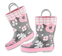 Stephen Joseph Bottes de pluie imprimées pour filles, Gris anthracite floral, 23.5 EU
