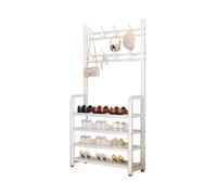 STEPHM Étagère à Chaussures à 4 Niveaux avec Crochets, étagère à Chaussures en métal, Grande étagère à Chaussures d'angle, Organisateur for entrée, Garage, Salon(White,70cm/27.6in)