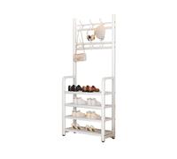 STEPHM Étagère à Chaussures à 4 Niveaux avec Crochets, étagère à Chaussures en métal, Grande étagère à Chaussures d'angle, Organisateur for entrée, Garage, Salon(White,50cm/19.7in)