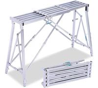 Stepladders Scaffolding Platform Folding Scaffolding Equipment,5-Gear Adjustable Length and Height Home Workbench-Step Ladders,for Washing Vehicles, Cleaning Windows, DIY Tools (A)