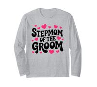 Stepmom of Groom Retro Hearts Retro Wedding Shower Manche Longue