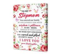 Stepmother Appreciation Gift - ‘To My Stepmom’ Canvas Print, Heartfelt Wall Decor for Second Mom (Framed,12x18inch(30x45cm))