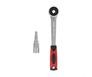 Stepped Radiator Spanner Set 10-21mm Carbon Steel Ratchet Handle Wrench Kit 276mm For Radiator Valves Carbon Steel Radiator Nipple Tool 5 Sizes Silver Black Heating Spanner 10mm To 21mm With (B)