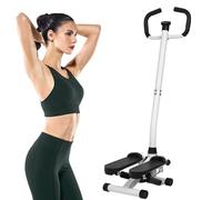 Stepper avec Guidon Stepper Fitness Appartement écran LCD Résistance Réglable Exercise Hanches Jambes lombes pour Maison Acier Steppers pour l'exercice à la Maison (Noir et Blanc avec Guidon)