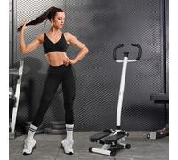 Stepper avec Poignée et Moniteur LCD pour la Maison 150 kg, Mini Appareil de Fitness d'Escalier pour Le Sport, avec 2 Extenseurs et Main Courante Verticale