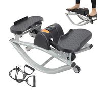 Stepper compact - Exerciseur de jambes pour fitness cardio, métal ABS avec bande de résistance, équipement d'entraînement complet du corps, intérieur et extérieur, salon, bureau, force