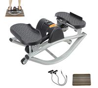 Stepper Compact Portable côte à côte, Mini Stepper à Bascule latéral, avec Affichage numérique, Couverture de Protection, pour la Maison, Le Bureau, la Salle de Sport, Les abdominaux, Les fessie Gray