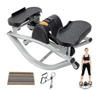 Stepper de Fitness Portable à Bascule latérale, Pliable et Silencieux avec Moniteur LCD et Couverture de Protection, Machine d'entraînement à Domicile à Faible Impact pour Les Jambes, Les fessie Grey