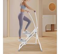 Stepper d'escalier compact pliable - Machine d'escalade verticale avec pédales et guidon réglables - Appareil de fitness pour l'entraînement cardio à la maison - Charge maximale : 100 kg - Blanc