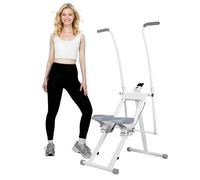 Stepper d'escalier pliable pour salle de sport à domicile, appareil d'exercice cardio vertical avec guidon et pédales réglables, équipement d'entraînement complet du corps, charge de 120,2 kg, blanc