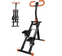 Stepper d'escalier pour usage domestique, pliable, machine verticale portable avec poignée réglable, grande pédale, machine d'exercice pour cardio et entraînement corporel, orange + poignée ronde