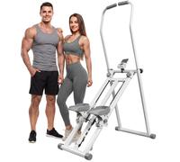 Stepper d'escalier - SPORTNOW - pliable 3 niveaux de résistance hauteur réglable écran lcd charge 150 kg - 90x50x133cm - blanc