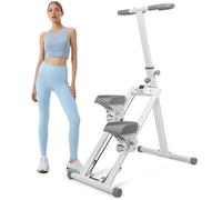Stepper Fitness Appartement, Stepper pour Un Entraînement Complet du Corps, Step avec Plage de Pas Étendue, Guidon et Pédales Réglables, Charge Maximale de 120 kg (Blanc)
