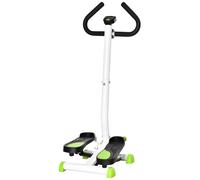 Stepper Fitness Avec Guidon Ergonomique - Écran Lcd Multifonction - Résistance Réglable - Acier Blanc Vert Noir