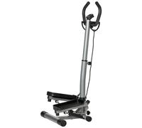 Stepper Fitness Avec Guidon Ergonomique Réglable Et Écran Lcd - Bandes De Résistance - Gris Noir
