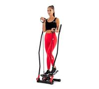 Hop-Sport Stepper Pliable HS-045S Slim avec poignées, Nordic Walking, Stepper Fitness avec extenseurs, Résistance réglable, Ordinateur d'entraînement, Rouge