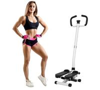 Stepper,Mini Stepper Fitness & Elliptique avec écran LCD Multifonction,Appareil d'entraînement 3 en 1 jusqu'à 150 kg,entraîneur de Jambe/Bras,Home Fitness,2 Sangles Extensibles (Noir+Blanc)
