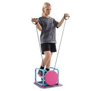 Stepper multifonction avec siège, mini stepper de sport pour la maison, avec bandes de résistance, affichage LED, entraînement complet du corps (bleu, rose)