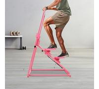 Stepper vertical - Machine d'escalade avec résistance réglable à 3 niveaux - Pédale et guidon - Appareil de fitness compact et pliable - Pour la maison, le cardio - Jusqu'à 100 kg (rose)