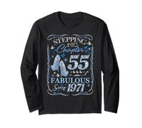 Stepping Into 55 Fabulous Since 1971 55th Birthday Women Manche Longue