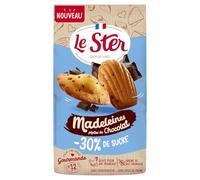 STER - Madeleines coquilles Pépites de chocolat -30% de sucre | Savoureux et onctueux | Idéal pour le goûter | 300g | LOT DE 4