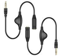 Stereo Audio Extension Cables, 2pcs 3.5mm Male to Female Headphone Extension Cables with Volume Control for Cell Phone PC Speaker-30cm