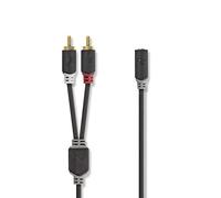 Stereo-Audiokabel | 2x RCA Stecker | 3.5 mm Buchse | Vergoldet | 1.00 m | Rund | Anthrazit | Box