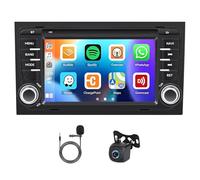 Stéréo de voiture 8 cœurs 6+128G pour Audi A4 S4 RS4 B6 B7 2002-2008, 9" Android 15 Double Din Radio avec Carplay sans fil Android Auto DAB + Autoradio 4G LTE WiFi Bluetooth Mirror Link Caméra de