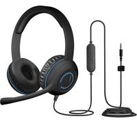 Stereo Headphones,3.5mm Connection,In-Line Volume Control,Noise Reduction Mic and Adjustable Mic Arrow for PC or Mac,Classroom,Home or Office (AC-5002)