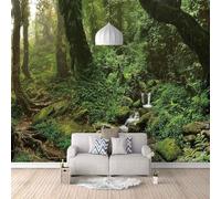 Stéréo Simple Green Forest Creek Papier Peint 3D Installation Facile Intissé Tapisserie Bureau Salon Canapé Chambre Décoration Murale-350cm×256cm